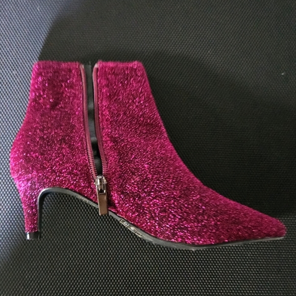 Pink/black shimmer metallic ankle booties NWOT Size 6.5 - Picture 5 of 12